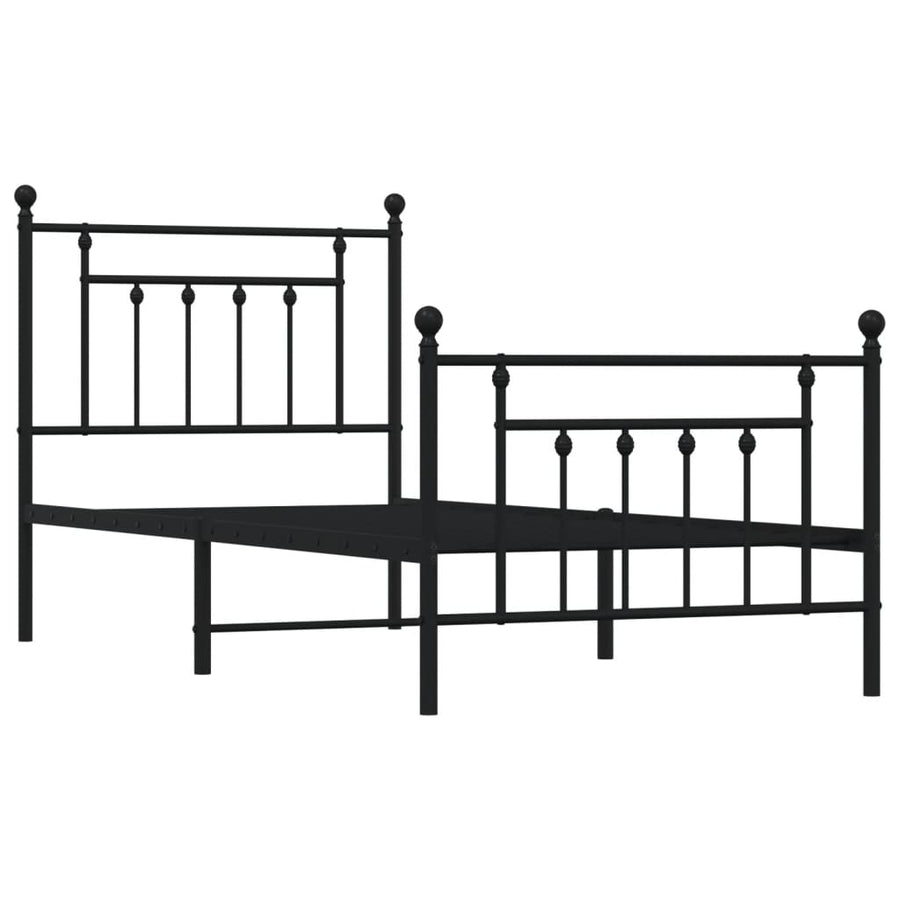 Bedframe Met Hoofd- En Voeteneinde Metaal 90 x 200 cm Zwart met hoofdbord & voetbord