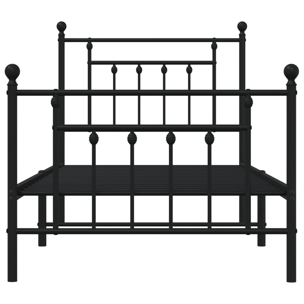 Bedframe Met Hoofd- En Voeteneinde Metaal 90 x 200 cm Zwart met hoofdbord & voetbord