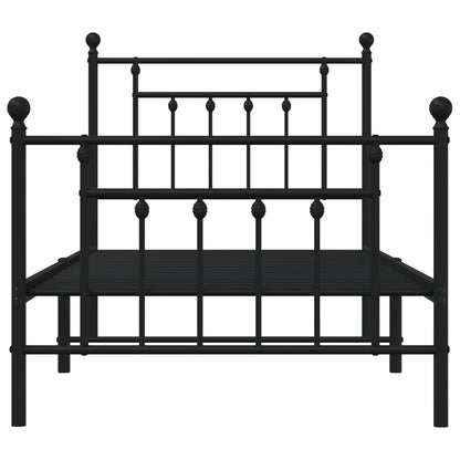 Bedframe Met Hoofd- En Voeteneinde Metaal 90 x 200 cm Zwart met hoofdbord & voetbord