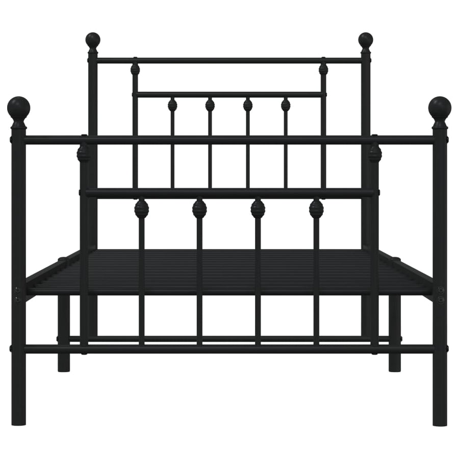 Bedframe Met Hoofd- En Voeteneinde Metaal 90 x 200 cm Zwart met hoofdbord & voetbord