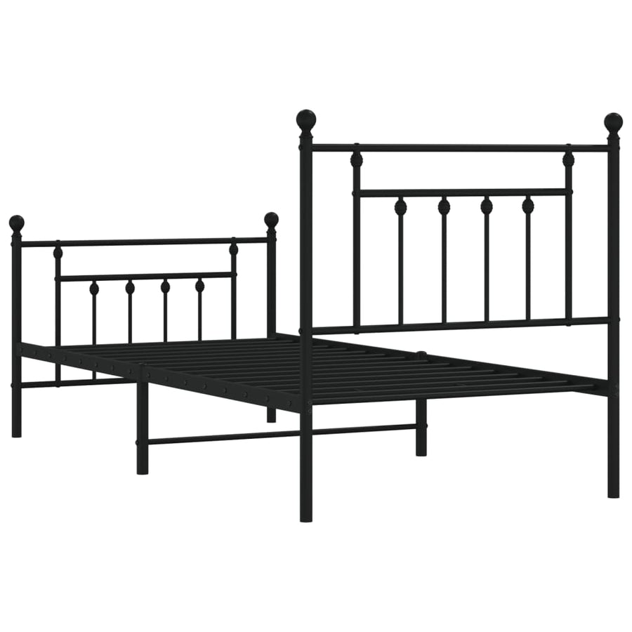 Bedframe Met Hoofd- En Voeteneinde Metaal 90 x 200 cm Zwart met hoofdbord & voetbord