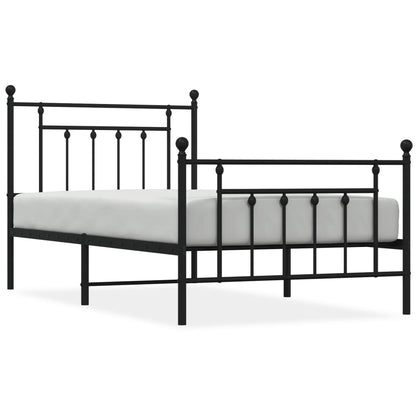 Bedframe Met Hoofd- En Voeteneinde Metaal 100 x 190 cm Zwart met hoofdbord & voetbord