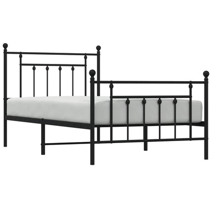 Bedframe Met Hoofd- En Voeteneinde Metaal 100 x 190 cm Zwart met hoofdbord & voetbord