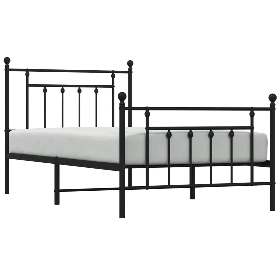 Bedframe Met Hoofd- En Voeteneinde Metaal 100 x 190 cm Zwart met hoofdbord & voetbord