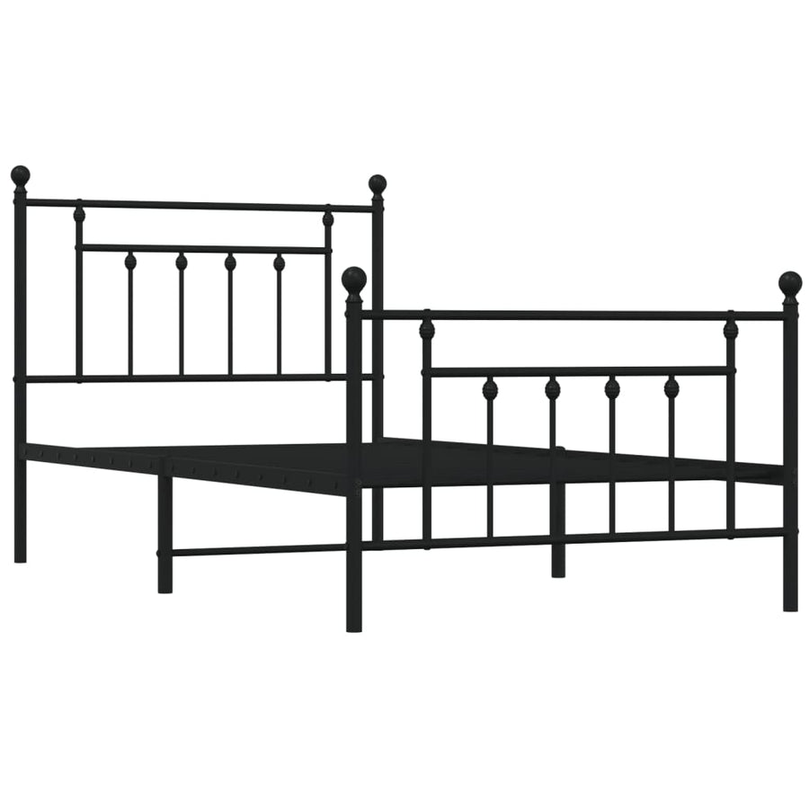 Bedframe Met Hoofd- En Voeteneinde Metaal 100 x 190 cm Zwart met hoofdbord & voetbord