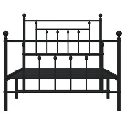 Bedframe Met Hoofd- En Voeteneinde Metaal 100 x 190 cm Zwart met hoofdbord & voetbord