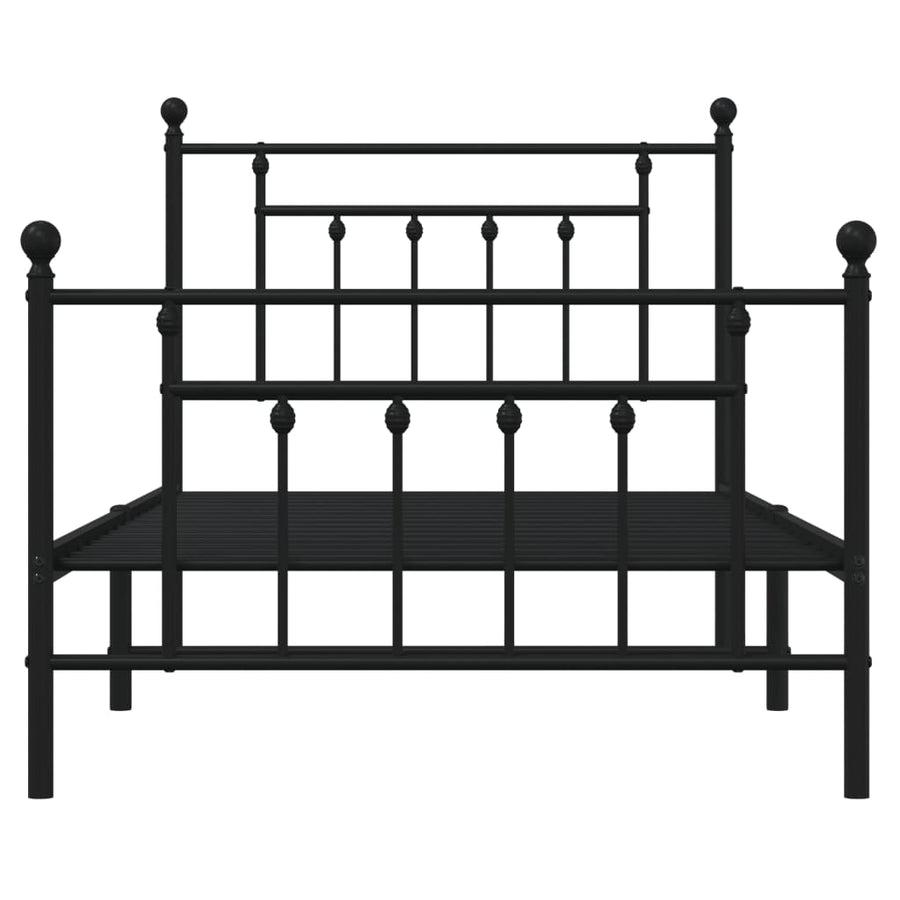 Bedframe Met Hoofd- En Voeteneinde Metaal 100 x 190 cm Zwart met hoofdbord & voetbord