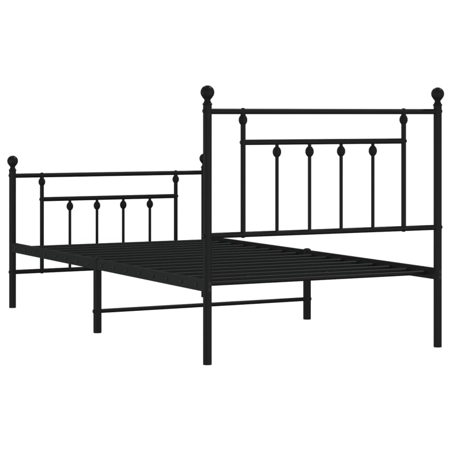 Bedframe Met Hoofd- En Voeteneinde Metaal 100 x 190 cm Zwart met hoofdbord & voetbord