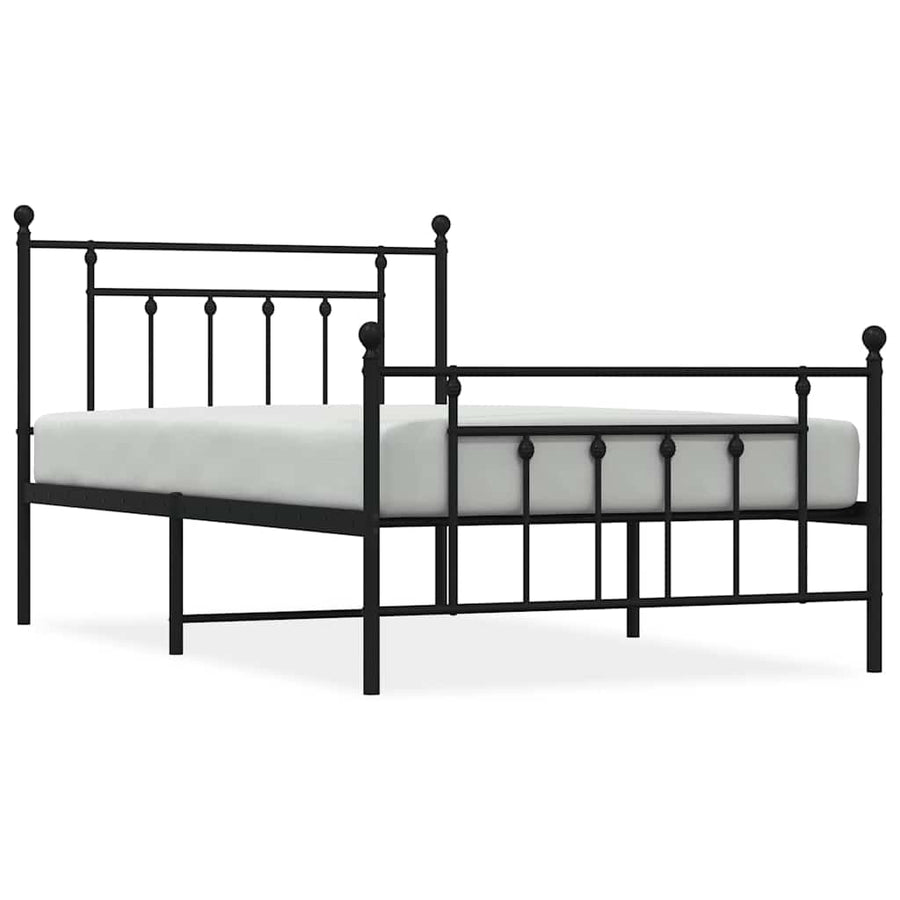 Bedframe met hoofd- en voeteneinde metaal zwart 100x200 cm