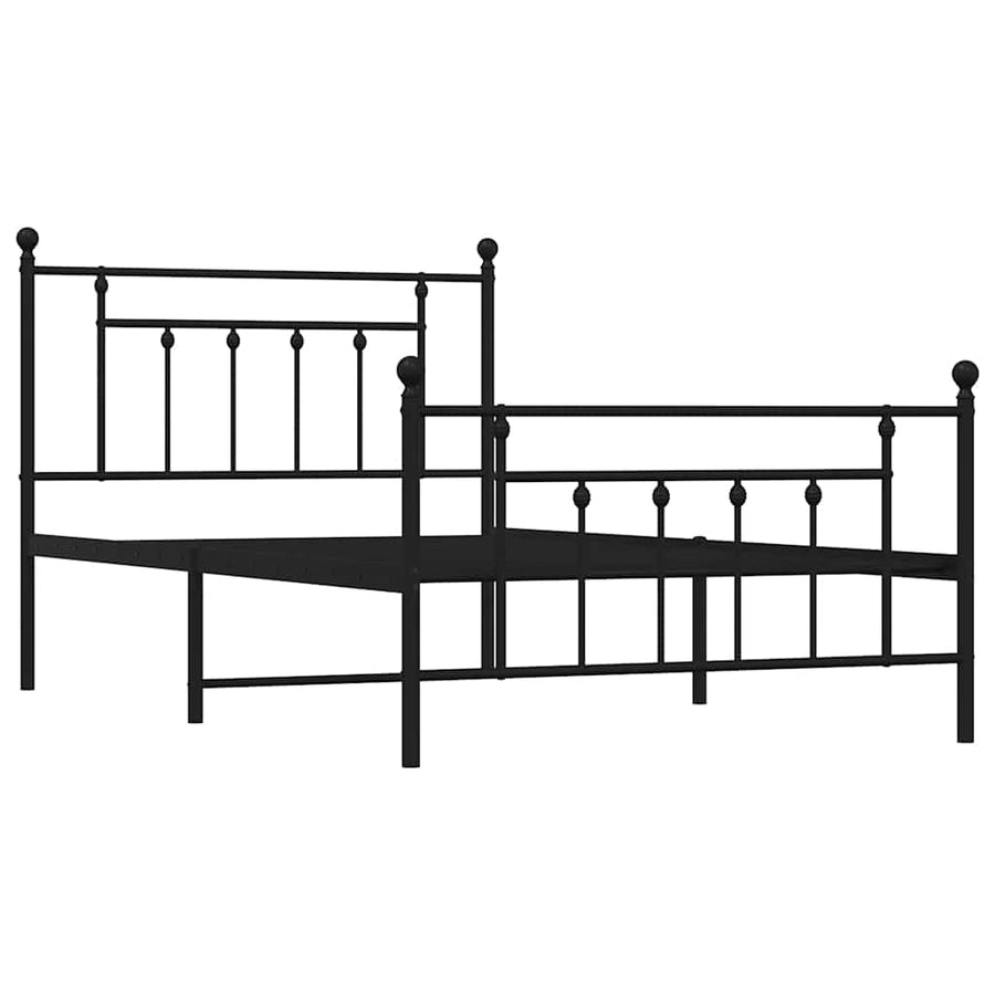 Bedframe met hoofd- en voeteneinde metaal zwart 100x200 cm