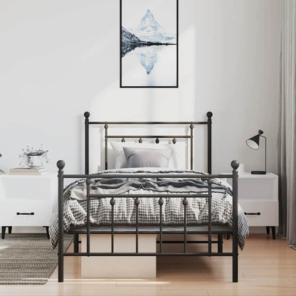 Bedframe met hoofd- en voeteneinde metaal zwart 100x200 cm