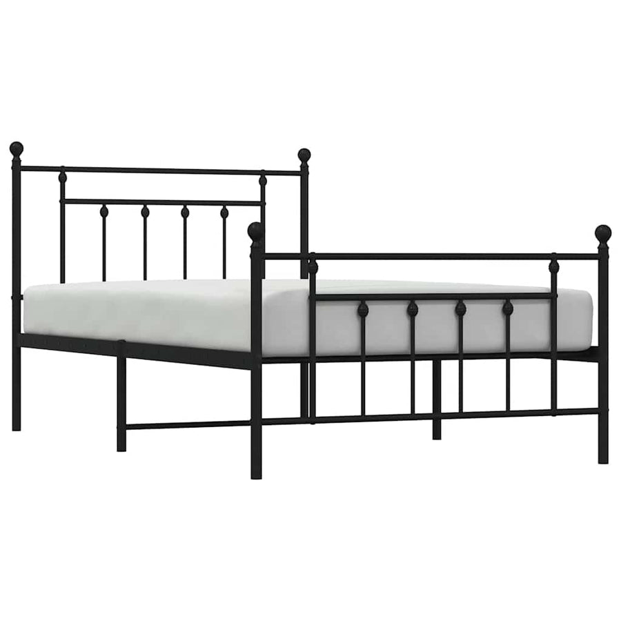 Bedframe met hoofd- en voeteneinde metaal zwart 100x200 cm