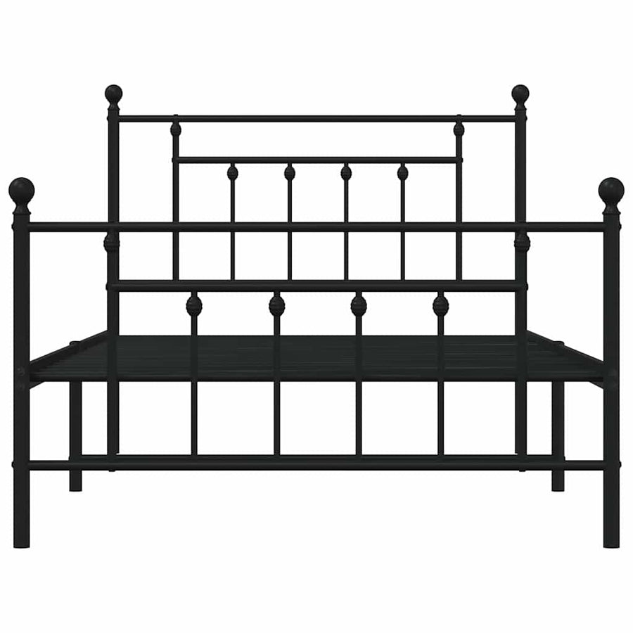 Bedframe met hoofd- en voeteneinde metaal zwart 100x200 cm