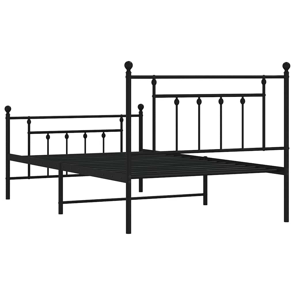 Bedframe met hoofd- en voeteneinde metaal zwart 100x200 cm