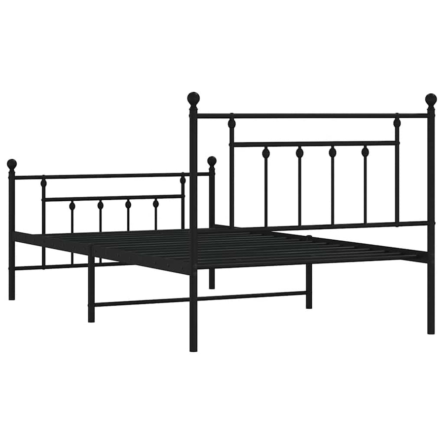 Bedframe met hoofd- en voeteneinde metaal zwart 100x200 cm
