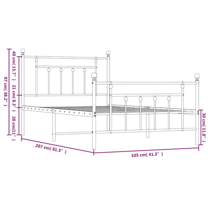 Bedframe met hoofd- en voeteneinde metaal zwart 100x200 cm