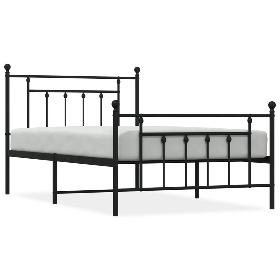 Bedframe Met Hoofd- En Voeteneinde Metaal 107 x 203 cm Zwart met hoofdbord & voetbord