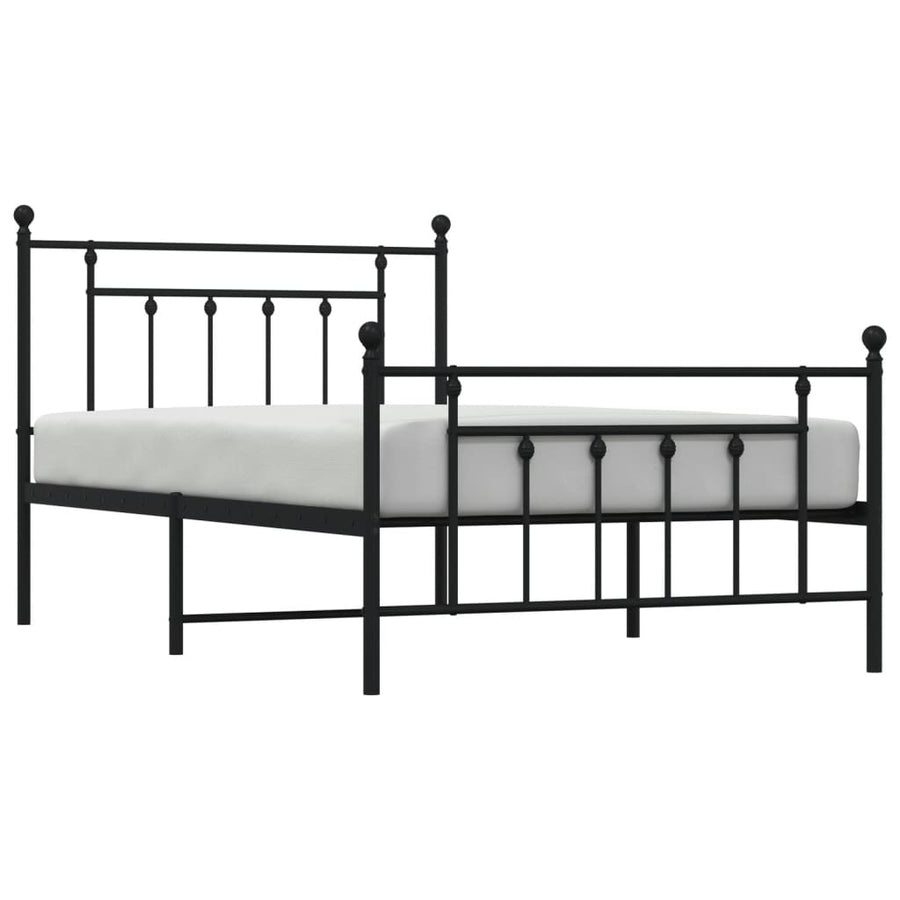 Bedframe Met Hoofd- En Voeteneinde Metaal 107 x 203 cm Zwart met hoofdbord & voetbord