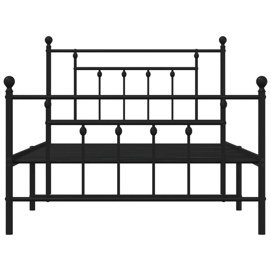 Bedframe Met Hoofd- En Voeteneinde Metaal 107 x 203 cm Zwart met hoofdbord & voetbord
