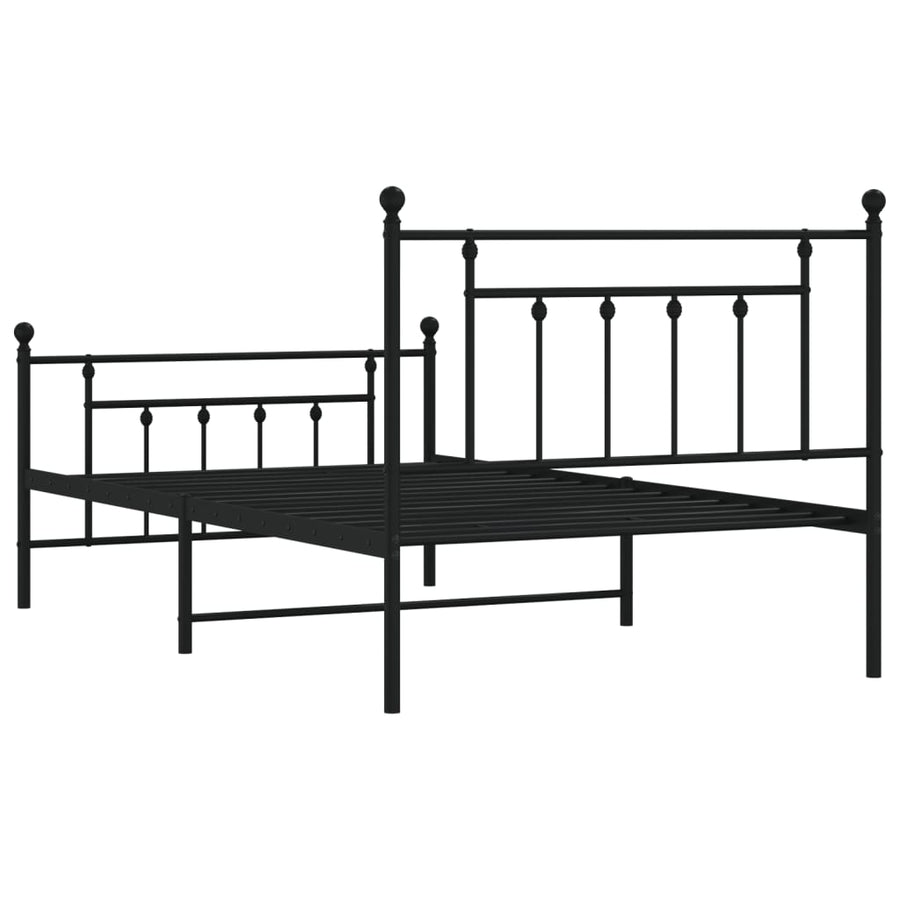 Bedframe Met Hoofd- En Voeteneinde Metaal 107 x 203 cm Zwart met hoofdbord & voetbord