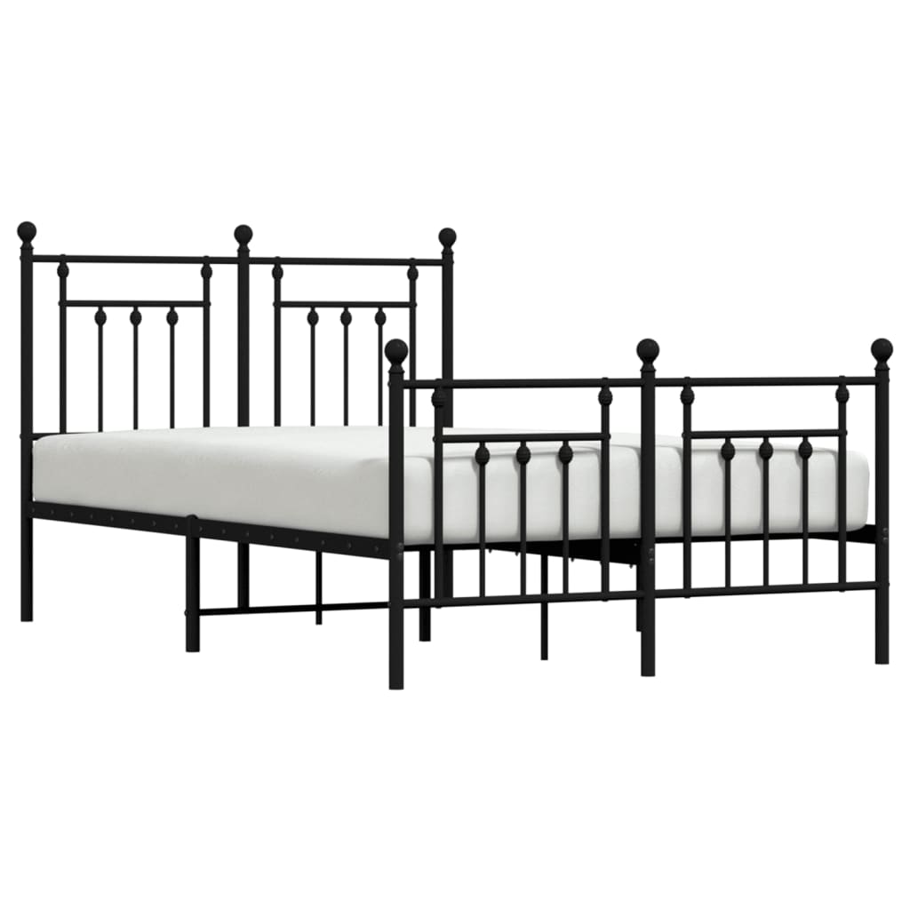 Bedframe Met Hoofd- En Voeteneinde Metaal 120 x 190 cm Zwart met hoofdbord & voetbord