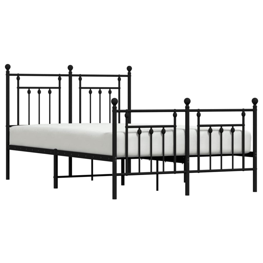Bedframe Met Hoofd- En Voeteneinde Metaal 120 x 190 cm Zwart met hoofdbord & voetbord