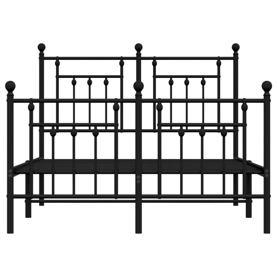 Bedframe Met Hoofd- En Voeteneinde Metaal 120 x 190 cm Zwart met hoofdbord & voetbord