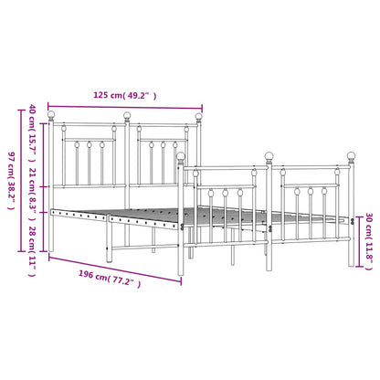 Bedframe Met Hoofd- En Voeteneinde Metaal 120 x 190 cm Zwart met hoofdbord & voetbord