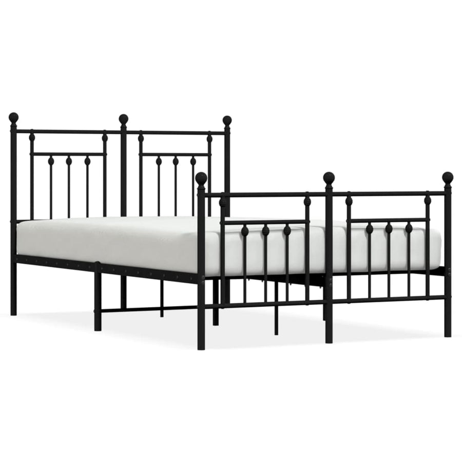 Bedframe Met Hoofd- En Voeteneinde Metaal 120 x 200 cm Zwart met hoofdbord & voetbord