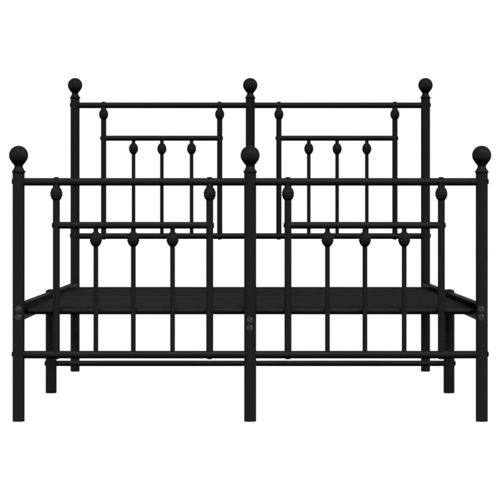 Bedframe Met Hoofd- En Voeteneinde Metaal 120 x 200 cm Zwart met hoofdbord & voetbord