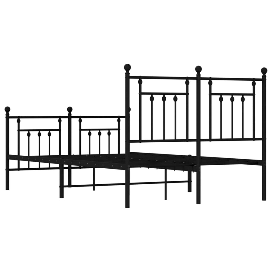 Bedframe Met Hoofd- En Voeteneinde Metaal 120 x 200 cm Zwart met hoofdbord & voetbord
