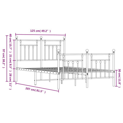 Bedframe Met Hoofd- En Voeteneinde Metaal 120 x 200 cm Zwart met hoofdbord & voetbord