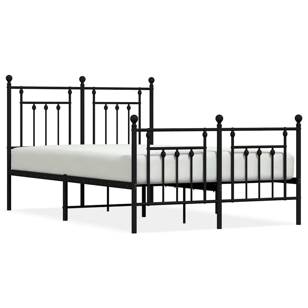 Bedframe met hoofd- en voeteneinde metaal zwart 135x190 cm