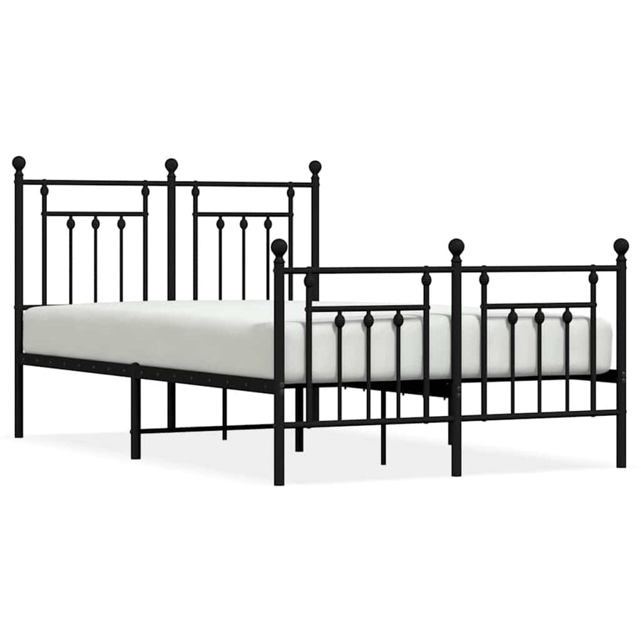 Bedframe met hoofd- en voeteneinde metaal zwart 135x190 cm