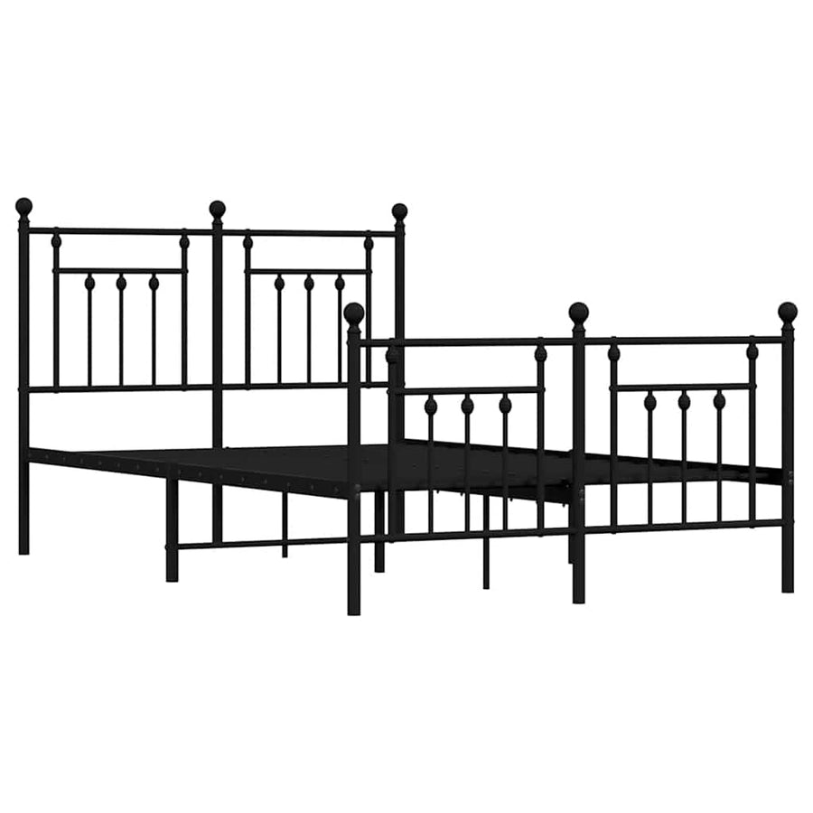 Bedframe met hoofd- en voeteneinde metaal zwart 135x190 cm