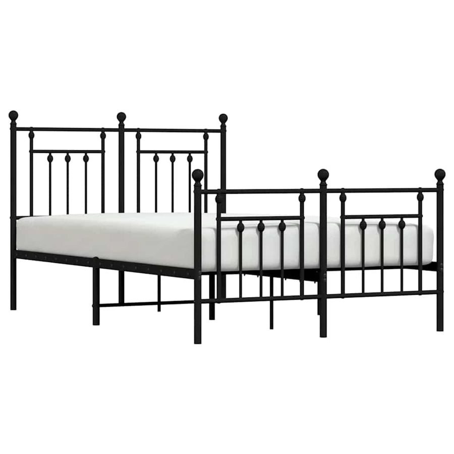 Bedframe met hoofd- en voeteneinde metaal zwart 135x190 cm