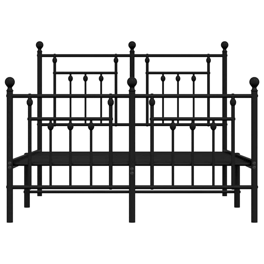 Bedframe met hoofd- en voeteneinde metaal zwart 135x190 cm