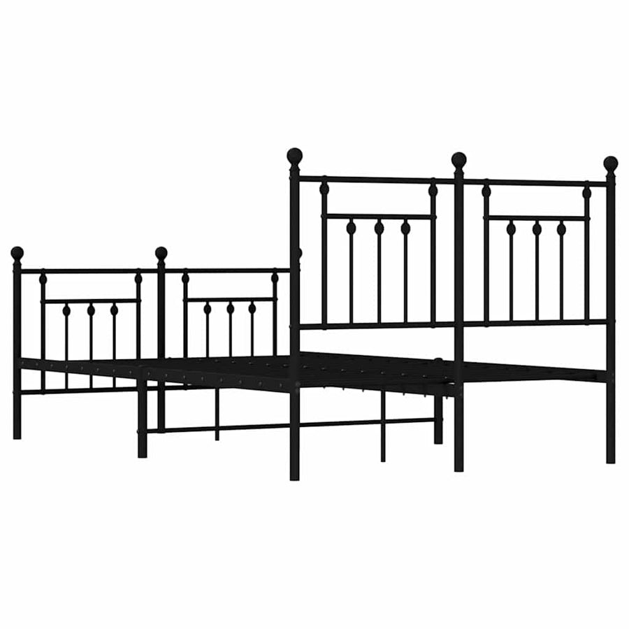 Bedframe met hoofd- en voeteneinde metaal zwart 135x190 cm