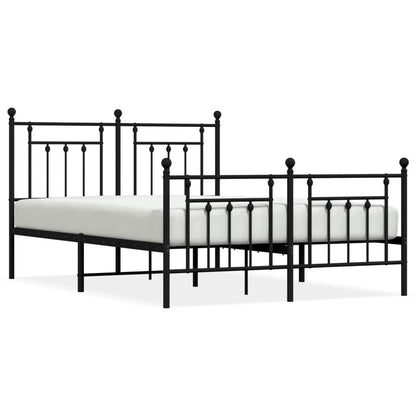 Bedframe Met Hoofd- En Voeteneinde Metaal 140 x 190 cm Zwart met hoofdbord & voetbord