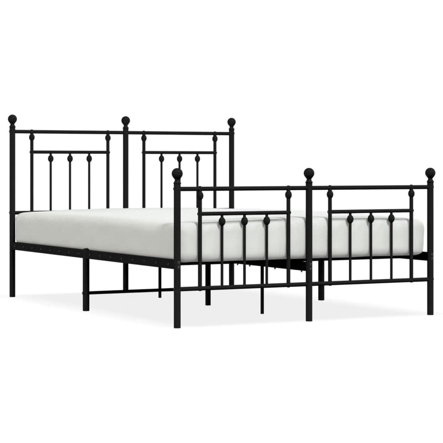 Bedframe Met Hoofd- En Voeteneinde Metaal 140 x 190 cm Zwart met hoofdbord & voetbord