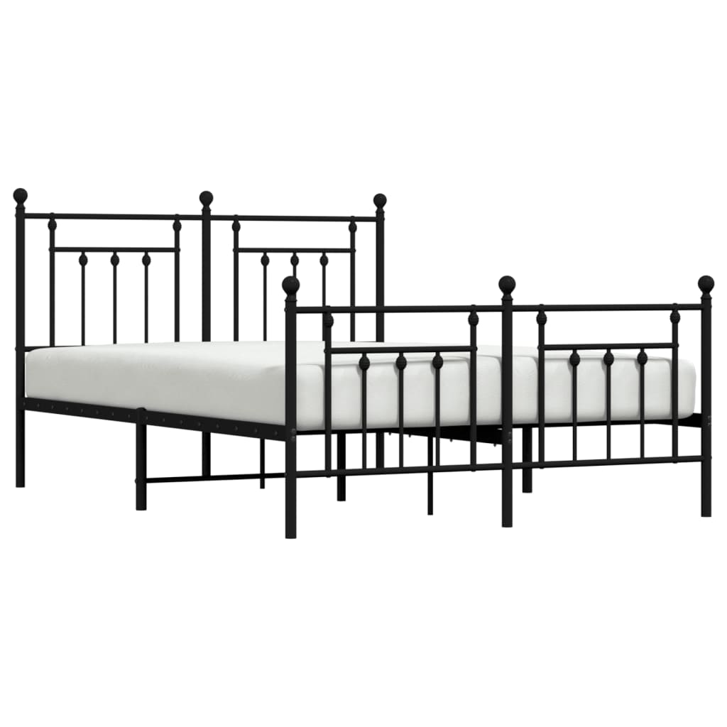 Bedframe Met Hoofd- En Voeteneinde Metaal 140 x 190 cm Zwart met hoofdbord & voetbord