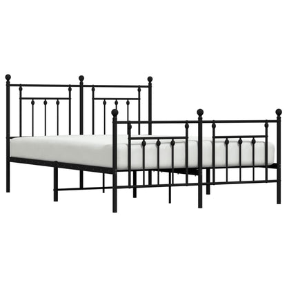 Bedframe Met Hoofd- En Voeteneinde Metaal 140 x 190 cm Zwart met hoofdbord & voetbord