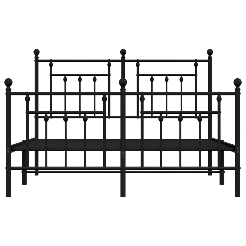 Bedframe Met Hoofd- En Voeteneinde Metaal 140 x 190 cm Zwart met hoofdbord & voetbord