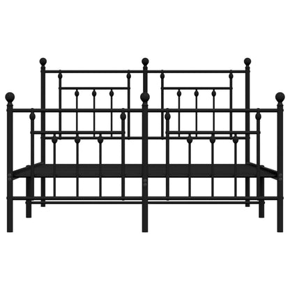 Bedframe Met Hoofd- En Voeteneinde Metaal 140 x 190 cm Zwart met hoofdbord & voetbord