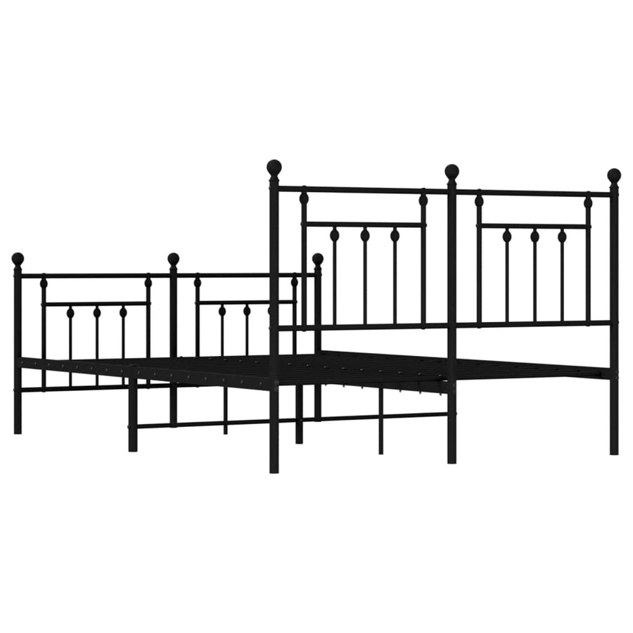 Bedframe Met Hoofd- En Voeteneinde Metaal 140 x 190 cm Zwart met hoofdbord & voetbord