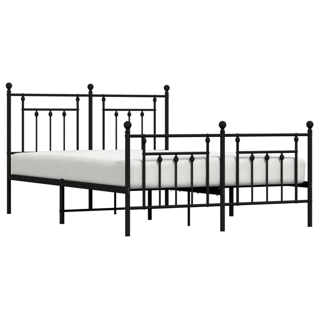 Bedframe Met Hoofd- En Voeteneinde Metaal 140 x 200 cm Zwart met hoofdbord & voetbord