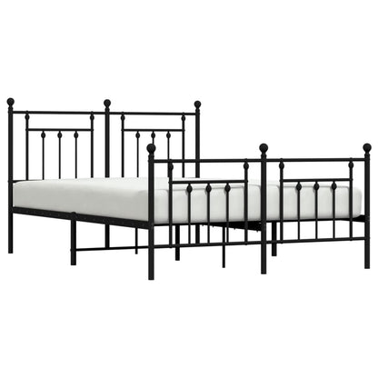 Bedframe Met Hoofd- En Voeteneinde Metaal 140 x 200 cm Zwart met hoofdbord & voetbord