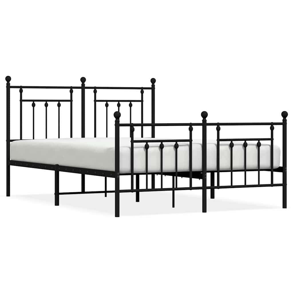 Bedframe met hoofd- en voeteneinde metaal zwart 150x200 cm