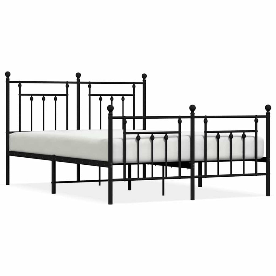 Bedframe met hoofd- en voeteneinde metaal zwart 150x200 cm