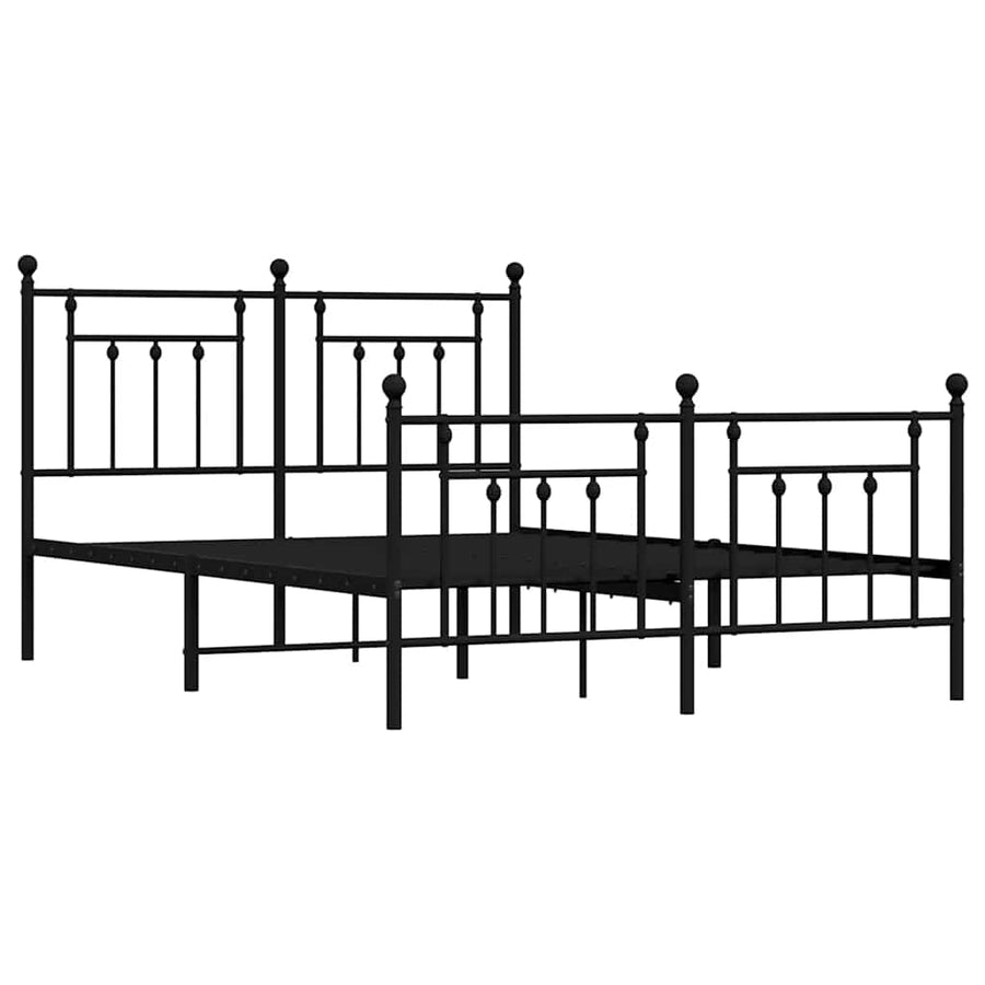 Bedframe met hoofd- en voeteneinde metaal zwart 150x200 cm